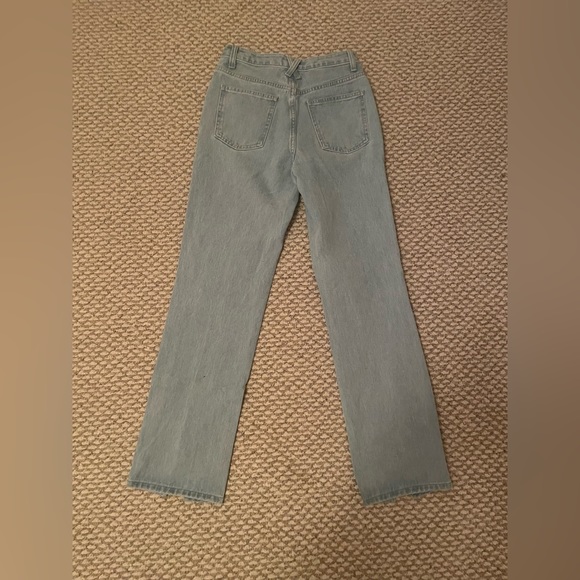 Light Wash Denim Petite Crossover Button Jeans - Picture 3 of 4